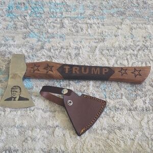 Trump Hatchet Axe w/ Leather Sheath | Engraved Handle | Collectible Novelty